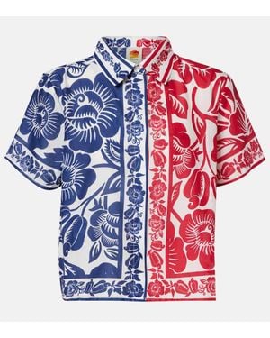 FARM Rio Hemd Cashew And Birds Aus Baumwolle - Blau