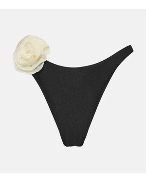 SAME 90S Floral-Applique Bikini Bottoms - Black