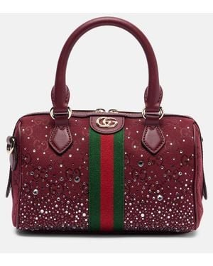 Gucci Ophidia Small Embellished Canvas Tote Bag - Red