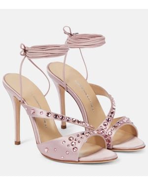 Alessandra Rich Verzierte Sandalen Aus Satin - Pink