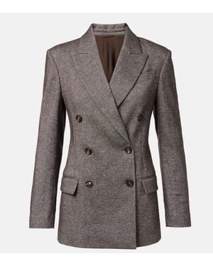 Brunello Cucinelli Wool And Linen-Blend Blazer - Grey