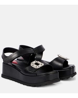 Roger Vivier Sandales Compensees Slidy Viv' En Cuir A Ornements - Noir