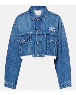 Miu Miu Cropped-Jeansjacke - Blau