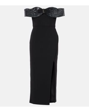 Self-Portrait Strapless Embellished Midi Dress - Black