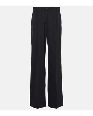 Dolce & Gabbana Pleated Wool-Blend Wide-Leg Pants - Black