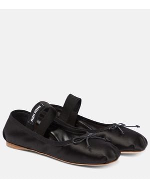 Miu Miu Ballerinas Aus Samt - Schwarz