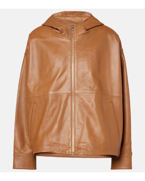 Yves Salomon Hooded Leather Jacket - Brown