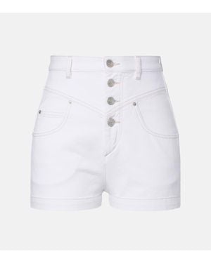 Isabel Marant Shorts Denim De Tiro Alto - Blanco