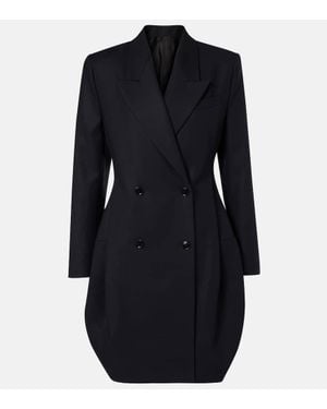 Alaïa Vestido Blazer Cruzado De Algodon - Azul