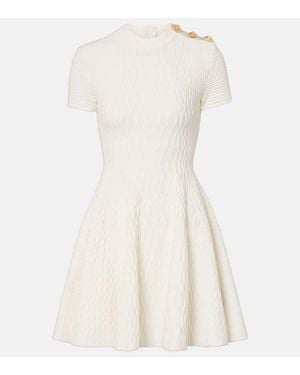 Balmain Minikleid Aus Strick - Weiß