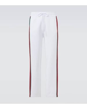 Gucci Web Stripe Cotton-Blend Trousers - Blue