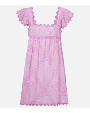 Juliet Dunn Ruffled Cotton Minidress - Purple