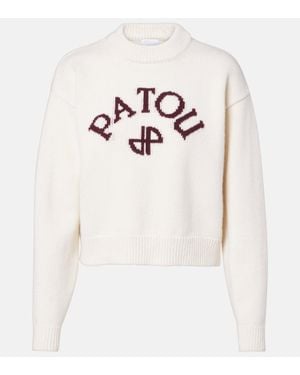 Patou Pull En Laine Et Cachemire A Logo - Rose