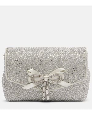 Jimmy Choo Clutch Soft Bow Mini Aus Satin Mit Kristallen - Mettallic