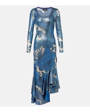 Etro Printed Midi Dress - Blue