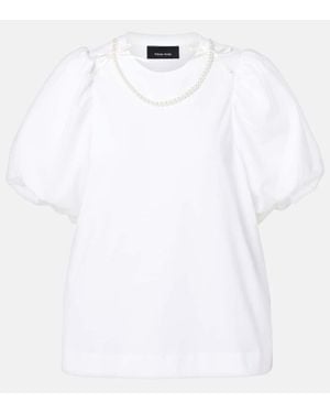 Simone Rocha Puff-Sleeve Cotton Jersey T-Shirt - White