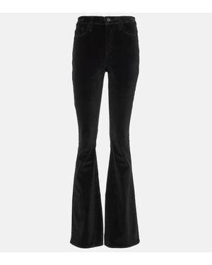 FRAME High-Rise-Schlaghose Le High Flare Velveteen Aus Samt - Schwarz