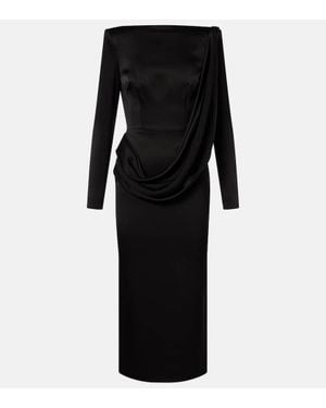 Alex Perry Asymmetric Draped Midi Dress - Black