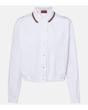 Gucci Cotton Poplin Shirt With Drawstring, Size 46 It, Ready-To-Wear - White