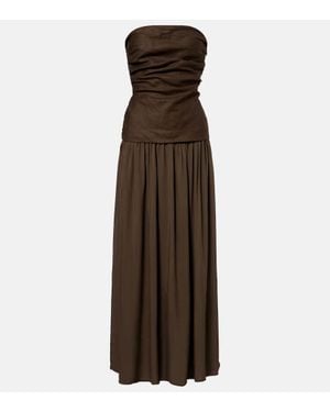 Faithfull the Brand Hedy Draped Linen Maxi Dress - Brown