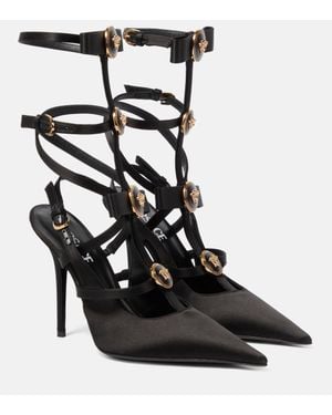 Versace Medusa Caged Satin Court Shoes - Black