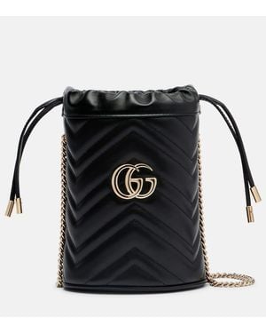 Gucci Sac Seau Gg Marmont Small En Cuir - Noir