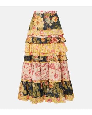 Valentino Patchwork Cotton Muslin Maxi Skirt - Yellow