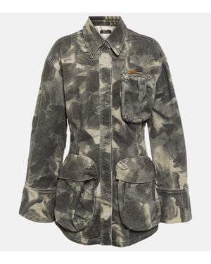 Blumarine Bedruckte Jeansjacke - Grau