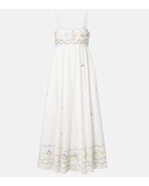 ALÉMAIS Giulia Embroidered Cotton Maxi Dress - White