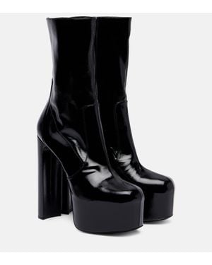 Saint Laurent Billy 95 Leather Platform Ankle Boots - Black