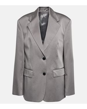 Prada Blazer De Algodon De Botonadura Simple - Gris