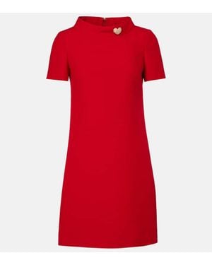 Valentino Embellished Wool And Silk Minidress - Red