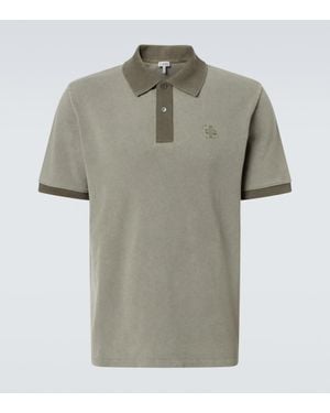 Loewe Anagram Cotton Pique Polo Shirt - Green