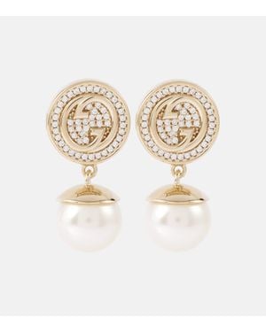 Gucci Blondie Interlocking G Drop Earrings - White