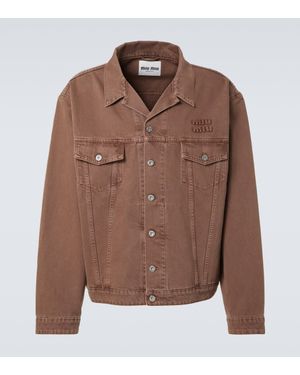 Miu Miu Logo Denim Jacket - Brown