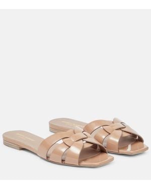 Saint Laurent Tribute Nu Pieds 05 Leather Sandals - Natural