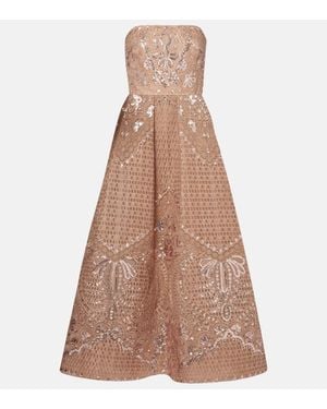 Elie Saab Embroidered Sequined Gown - Brown