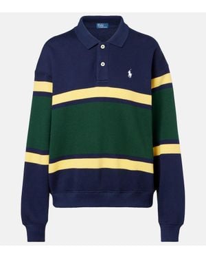 Polo Ralph Lauren Striped Cotton-Blend Polo Shirt - Blue