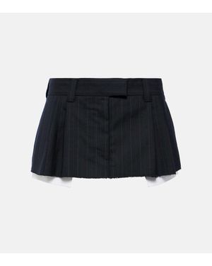 Miu Miu Minifalda De Lana De Raya Diplomatica - Negro