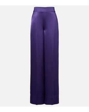 JOSEPH Dijon Satin Wide-Leg Pants - Purple