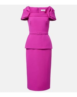 Safiyaa Abito Midi Con Peplum E Cintura - Rosa