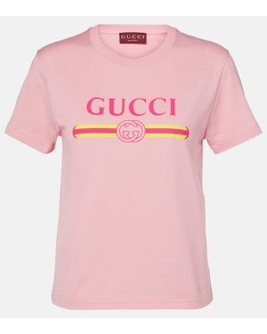 Gucci T-Shirt Aus Baumwolljersey Mit Print, Grösse - Pink