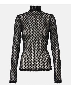 Rohe Cotton-blend Lace Turtleneck Top - Black