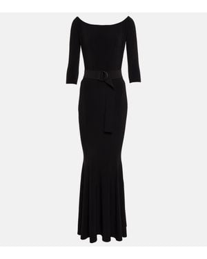 Norma Kamali Off-Shoulder Fishtail Gown - Black