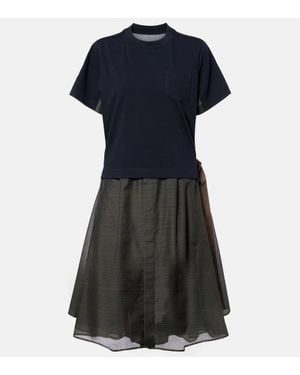 Sacai Midikleid Mit Jersey - Schwarz