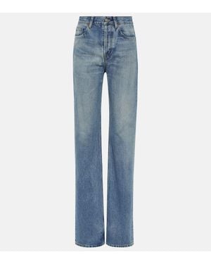 Saint Laurent Jeans Rectos De Tiro Alto - Azul