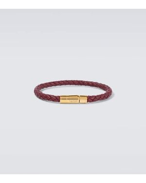Tom Ford Pulsera De Piel Trenzada Con Logo - Blanco