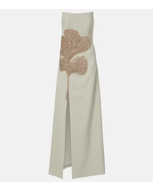 Costarellos Robe Longue Faranna En Crepe A Ornements - Blanc
