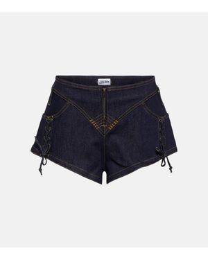 Jean Paul Gaultier Lace-Up Denim Shorts - Blue