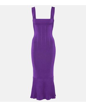 Galvan London Abito Midi Atalanta Con Ruches - Viola